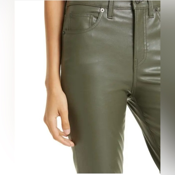 New! Veronica Beard Debbie Skinny Faux Leather Jeans in Loden Olive Green 🌿sz 26 - Picture 10 of 16